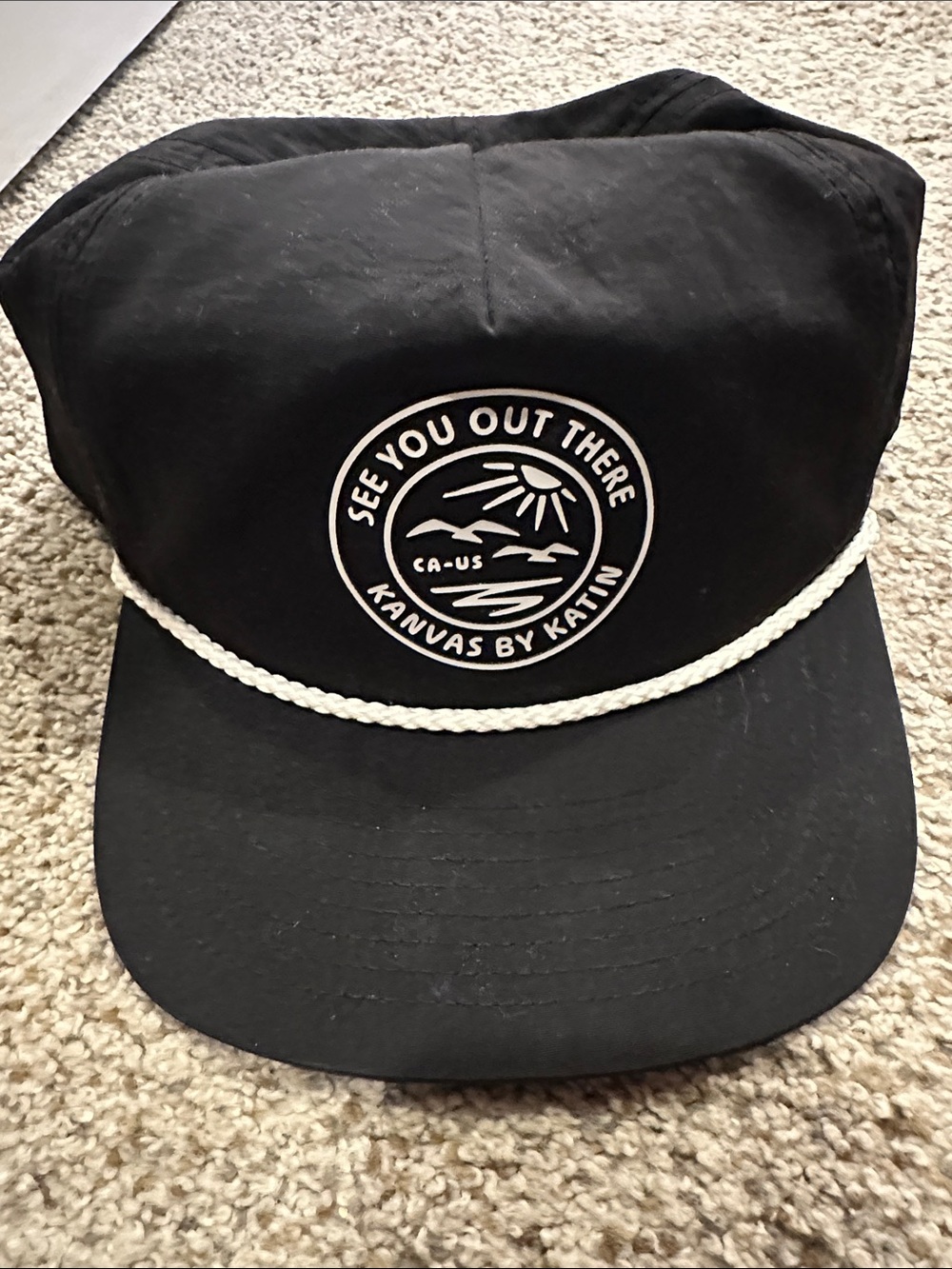 Katin Black Hat with White Rope and Patch
